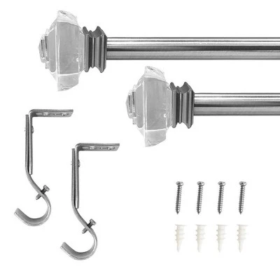 Decorative Drapery Curtain Rod With Crystal Square Finials Brushed Nickel - Lumi Home Furnishings 6 Decorative Drapery Curtain Rod With Crystal Square Finials Brushed Nickel - Lumi Home Furnishings - Image 4