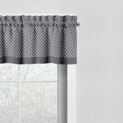 Bacati - Pin Dots Gray Window Valance