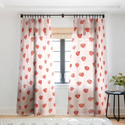 Emanuela Carratoni Strawberries On Pink Single Panel Sheer Window Curtain - Deny Designs 8 Emanuela Carratoni Strawberries On Pink Single Panel Sheer Window Curtain - Deny Designs - Image 6