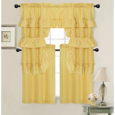 Kate Aurora Country Farmhouse Living Solid Colored Cafe Kitchen Curtain Tier & Swag Valance Set 6 Kate Aurora Country Farmhouse Living Solid Colored Cafe Kitchen Curtain Tier & Swag Valance Set - Image 4