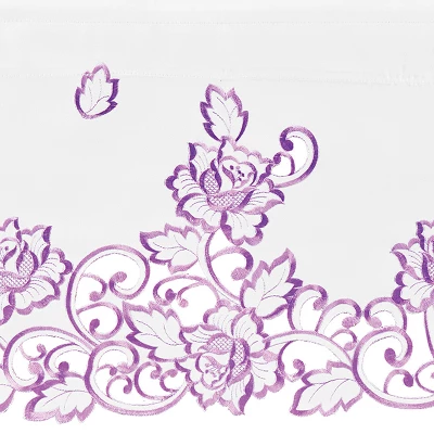 Collections Etc Embroidered Rose Bordered Design Intricate Window Curtains 4 Collections Etc Embroidered Rose Bordered Design Intricate Window Curtains - Image 2