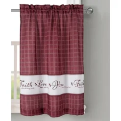 Kate Aurora Country Living Gingham Check Hope Faith Love 3 Pc Cafe Kitchen Curtain Set -Home Improvement Store GUEST bd5cea86 c7dc 48dd 807a 8426f8242b96