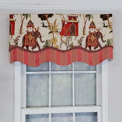 RLF Home Madhubala Glory Pattern "B" Elephant On Sides Window Treatment Valance 3" Rod Pocket 50" X 16" Spice Red 3 RLF Home Madhubala Glory Pattern "B" Elephant On Sides Window Treatment Valance 3" Rod Pocket 50" X 16" Spice Red