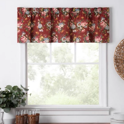 Ellis Bella Rose Stylish Medium Scale Printed Floral Pattern 1.5" Rod Pocket Tailored Valance 58"x15" Red 6 Ellis Bella Rose Stylish Medium Scale Printed Floral Pattern 1.5" Rod Pocket Tailored Valance 58"x15" Red - Image 4