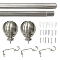 Lumi Home Furnishings 72"x144" Decorative Drapery Single Steel Curtain Rod Set With Ball Finials Brushed Nickel -Home Improvement Store GUEST c25e428d 53e5 42ab 9e5b c661af8761a4