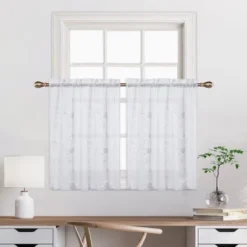 Trinity Short Curtains Floral Embroidered Pom Design Semi Sheer Rod Pocket -Home Improvement Store GUEST c6de8f43 8784 4779 a6cb 64e008a9d449