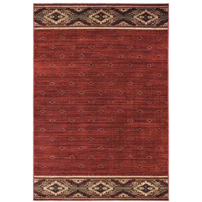 Weston Geometric Border Area Rug Red/Gold - Captiv8e Designs 5 Weston Geometric Border Area Rug Red/Gold - Captiv8e Designs - Image 3