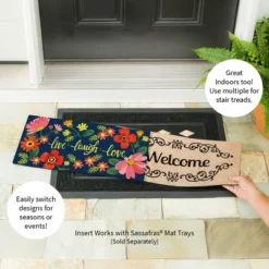 Evergreen Live Laugh Love Floral Sassafras Indoor Outdoor Switch Doormat 1'10"x10" Blue -Home Improvement Store GUEST caacf704 5432 4242 a306 7668215488c9