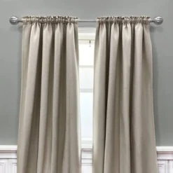Lumi Home Furnishings 72"x144" Decorative Drapery Single Steel Curtain Rod Set With Ball Finials Brushed Nickel