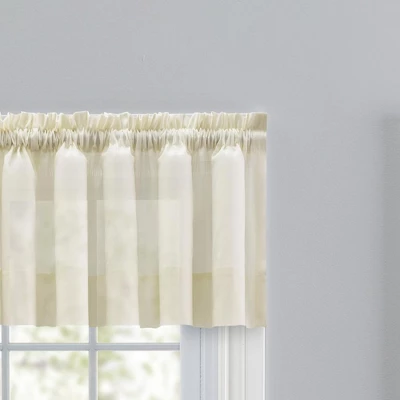 Ellis Curtain Shadow Stripe 1.5" Rod Pocket Tailored Valance For Windows 82" X 12" Natural 4 Ellis Curtain Shadow Stripe 1.5" Rod Pocket Tailored Valance For Windows 82" X 12" Natural - Image 2