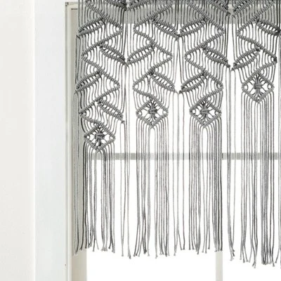 30"x40" Boho Macrame Leaf Cotton Kitchen Curtain Valance - Lush Décor 5 30"x40" Boho Macrame Leaf Cotton Kitchen Curtain Valance - Lush Décor - Image 4