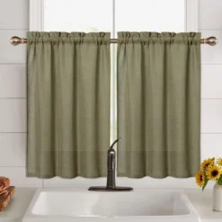 Linen Blend Farmhouse Kitchen Tier Curtains For Cafe Small Half Window Curtains For Bathroom -Home Improvement Store GUEST d420bc60 03ca 455f bcf7 ef9a6a62e056