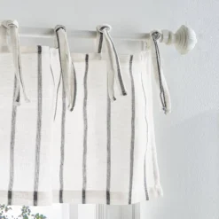 56"x36" Sheer Laguna Striped Window Valance And Curtain Set - Martha Stewart
