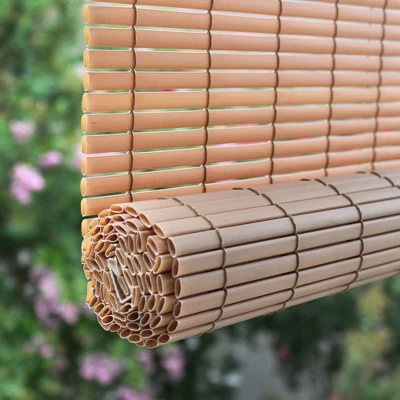 96" X 72" Outdoor Oval Vinyl Cord-Free PVC Rollup Blinds Woodgrain - Radiance 3 96" X 72" Outdoor Oval Vinyl Cord-Free PVC Rollup Blinds Woodgrain - Radiance