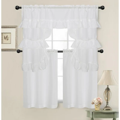Kate Aurora Country Farmhouse Living Solid Colored Cafe Kitchen Curtain Tier & Swag Valance Set 7 Kate Aurora Country Farmhouse Living Solid Colored Cafe Kitchen Curtain Tier & Swag Valance Set - Image 5