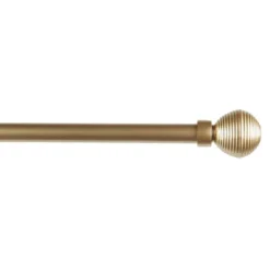 EXCLUSIVE HOME Modern Layer 1" Curtain Rod And Coordinating Finial Set, Gold, Adjustable 36"-72"