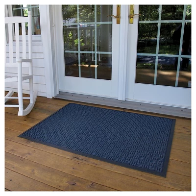3'x5' Solid Doormat Blue/Black - HomeTrax 3 3'x5' Solid Doormat Blue/Black - HomeTrax