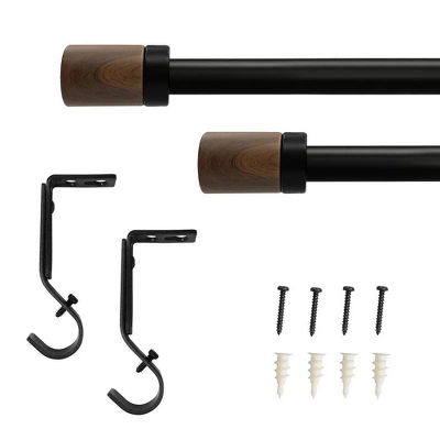 Decorative Drapery Curtain Rod With Maple Wood Cylinder Finials Matte Black - Lumi Home Furnishings 6 Decorative Drapery Curtain Rod With Maple Wood Cylinder Finials Matte Black - Lumi Home Furnishings - Image 4