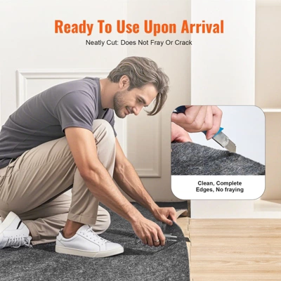 VEVOR - Slip-Resistant Rug Pad - Protective Cushioning Carpet Pad - 9' X 12' - 1/4"Thick - Dual Surface - Polyester Felt + Latex - Gray 7 VEVOR - Slip-Resistant Rug Pad - Protective Cushioning Carpet Pad - 9' X 12' - 1/4"Thick - Dual Surface - Polyester Felt + Latex - Gray - Image 5