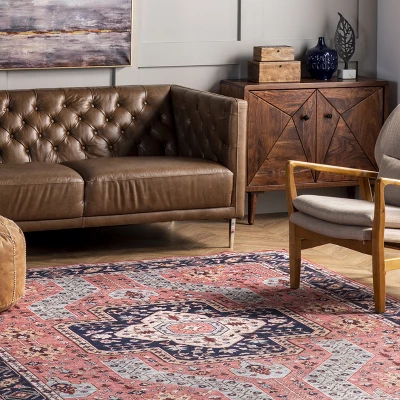 NuLOOM Amber Machine Washable Floral Aztec Area Rug 10 NuLOOM Amber Machine Washable Floral Aztec Area Rug - Image 8