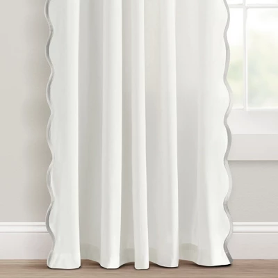 Lush Décor Coastal Chic Scallop Edge Window Curtain Panels Gray/White 52X84 Set 4 Lush Décor Coastal Chic Scallop Edge Window Curtain Panels Gray/White 52X84 Set - Image 2