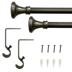 28"x48" Drapery Single Rod Set Finials Modern Pewter Trumpet - Lumi Home Furnishings -Home Improvement Store GUEST dfc2effa 5953 4ce7 9430 d4423d785e79