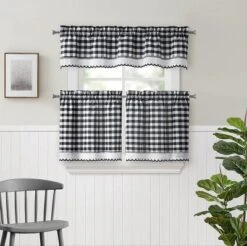 Kate Aurora Complete 3 Piece Country Farmhouse Plaid Gingham Black & White Buffalo Check Kitchen Curtain Tier & Valance Set 9 Kate Aurora Complete 3 Piece Country Farmhouse Plaid Gingham Black & White Buffalo Check Kitchen Curtain Tier & Valance Set -Home Improvement Store GUEST dfe87641 9c81 4c01 906e 0bb32b608244
