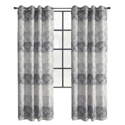 1pc 52"x84" Light Filtering Tristar Curtain Panel Beige/Light Gray - Habitat 4 1pc 52"x84" Light Filtering Tristar Curtain Panel Beige/Light Gray - Habitat - Image 2