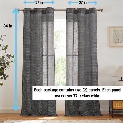 HLC.ME Emily Faux Linen Semi Sheer Light Filtering Grommet Lightweight Window Curtains Drapery Panels, Set Of 2 12 HLC.ME Emily Faux Linen Semi Sheer Light Filtering Grommet Lightweight Window Curtains Drapery Panels, Set Of 2 - Image 10