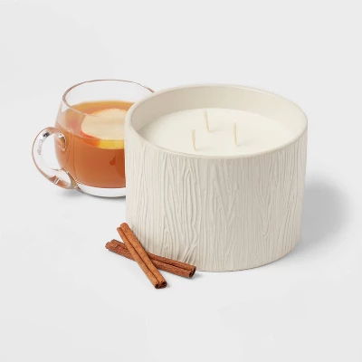 Textured Straight Side Ceramic Warm Cider & Cinnamon Candle White - Threshold™ 3 Textured Straight Side Ceramic Warm Cider & Cinnamon Candle White - Threshold™ - Image 2