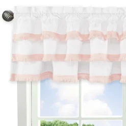 Sweet Jojo Designs Window Valance Treatment 54in. Boho Fringe White And Pink -Home Improvement Store GUEST e5208339 5e81 4a34 ba69 c6a5f3dc4f10