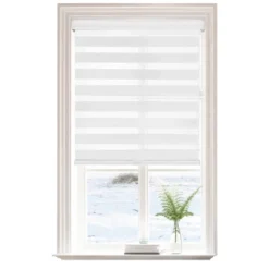 1pc Light Filtering Cordless Zebra Window Shade With Fabric Roller Valance White - Lumi Home Furnishings -Home Improvement Store GUEST e58d9a25 7345 47c4 8fff e83d799a574b
