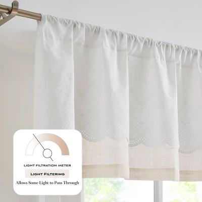 52"x18" Lush Decor Brigitte Embroidery Eyelet Scalloped Edge Valance Neutral Single 4 52"x18" Lush Decor Brigitte Embroidery Eyelet Scalloped Edge Valance Neutral Single - Image 2