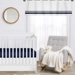 Sweet Jojo Designs Window Valance Treatment 54in. Hotel White And Blue