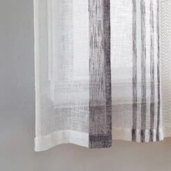 Vertical Stripe Linen Textured Voile Sheer Short Kitchen Cafe Curtains For Small Windows -Home Improvement Store GUEST ebcf10c6 7855 4d2f 93a8 030f99e56377