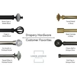 Linen Avenue Brown Marble Single And Double Window Curtain Rod Set