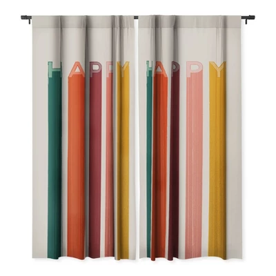 Showmemars Happy Letters In Retro Colors 50" X 84" Single Panel Room Darkening Window Curtain - Society 6 4 Showmemars Happy Letters In Retro Colors 50" X 84" Single Panel Room Darkening Window Curtain - Society 6 - Image 2