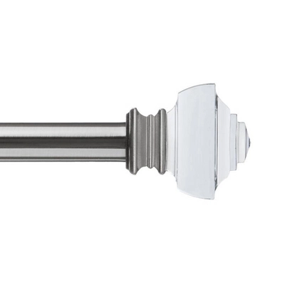 Decorative Drapery Curtain Rod With Crystal Square Finials Brushed Nickel - Lumi Home Furnishings 7 Decorative Drapery Curtain Rod With Crystal Square Finials Brushed Nickel - Lumi Home Furnishings - Image 5