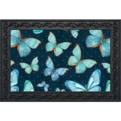 Blue Butterflies Spring Doormat Indoor Outdoor 30" X 18" Briarwood Lane