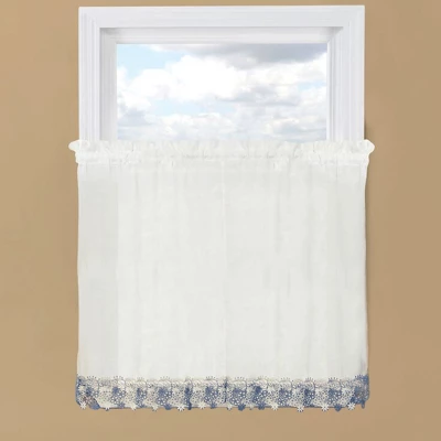 Collections Etc Lillian Floral Lace Trim Window Curtains, Single Panel, 3 Collections Etc Lillian Floral Lace Trim Window Curtains, Single Panel,
