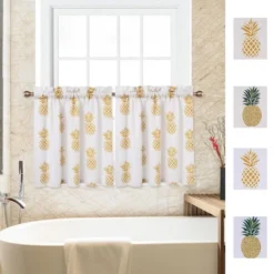 Trinity Pineapple Print Linen Blend Kitchen Tier Curtains For Bathroom Small Half Window Cafe 14 Trinity Pineapple Print Linen Blend Kitchen Tier Curtains For Bathroom Small Half Window Cafe -Home Improvement Store GUEST efb66cbc b91d 4794 8f8b 9c081eb271bc