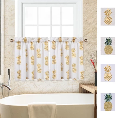 Trinity Pineapple Print Linen Blend Kitchen Tier Curtains For Bathroom Small Half Window Cafe 8 Trinity Pineapple Print Linen Blend Kitchen Tier Curtains For Bathroom Small Half Window Cafe - Image 6