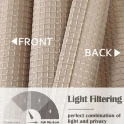 Waffle Weave Short Kitchen Tier Curtain 24 Inch Length With Valance, Taupe