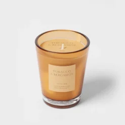 Colored Vase Glass With Dustcover Tobacco And Bergamot Candle Yellow - Threshold™ -Home Improvement Store GUEST f2d322ed 7929 4fe4 80ce 3b86e1456d1f