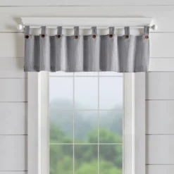 Tucker Ticking Stripe Button Tab Top Window Kitchen Valance - Elrene Home Fashions -Home Improvement Store GUEST f2e1765c 1e79 46e6 ad5a dc7e2ec846b8
