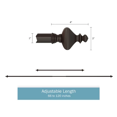 Hastings Home 1 Inch Curtain Rod With Finials (Bronze) 3 Hastings Home 1 Inch Curtain Rod With Finials (Bronze)