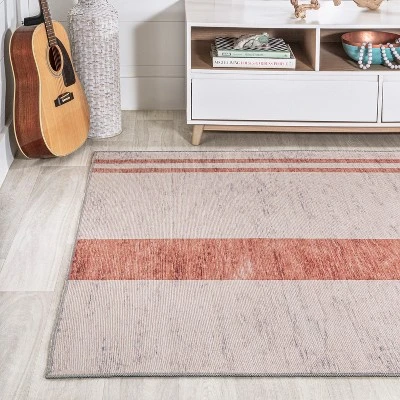 Raita Modern Distressed Stripe Machine-Washable Area Rug - JONATHAN Y 10 Raita Modern Distressed Stripe Machine-Washable Area Rug - JONATHAN Y - Image 8