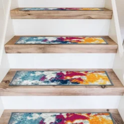 World Rug Gallery Modern Abstract Non-Slip Stair Treads -Home Improvement Store GUEST f3aac247 efa8 4a5d a60b bc0774eab1c8