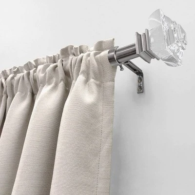 Decorative Drapery Curtain Rod With Crystal Square Finials Brushed Nickel - Lumi Home Furnishings 3 Decorative Drapery Curtain Rod With Crystal Square Finials Brushed Nickel - Lumi Home Furnishings