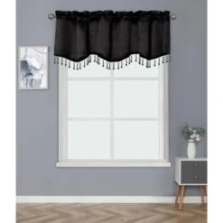 Kate Aurora Luxurious Solid Colored Scalloped Rod Pocket Window Valance With Crystal Beaded Trim -Home Improvement Store GUEST f4ddf9cf 6225 45a9 b4ad df85eb72e04f